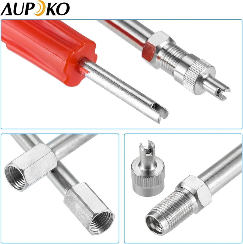 Aupoko 6Inch Valve Stem Extension, Dually Valve Stem Extenders Include Valve Core Removal Tool, 150mm Straight Metal Dual Wheel Valve Stem Extensions for Truck Tire, Dual Wheel Valve Stem Extensions - Image 3